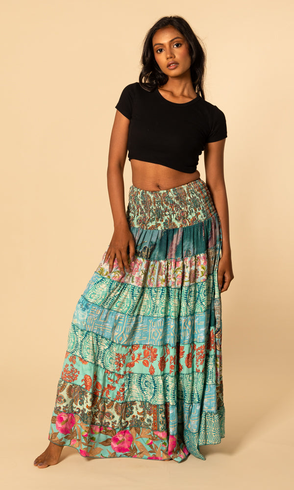 Shindig Skirt - Turquoise/ Green Patchwork
