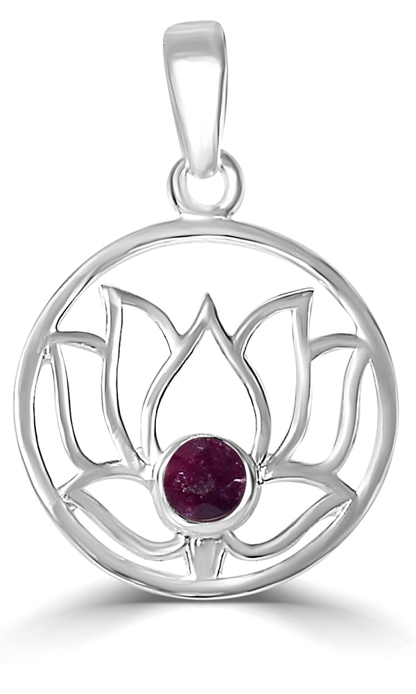 Lotus red stone Pendant - LP1B