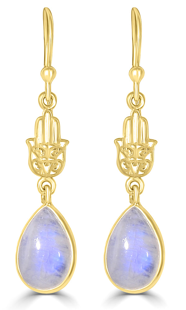 Gold Plated Rainbow Moonstone Earring - GPE4