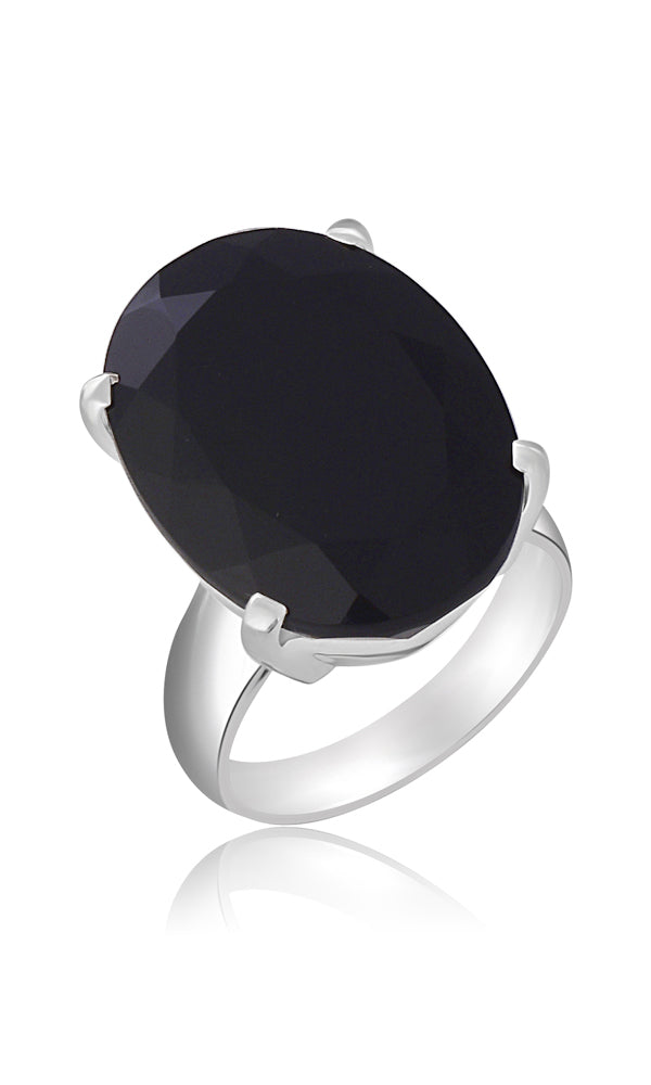 Black Onyx Faceted Ring